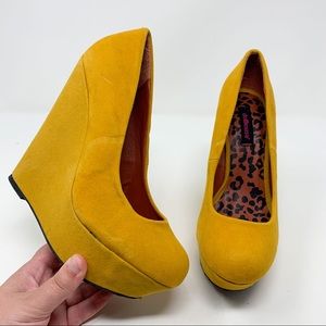 Dollhouse Mustard Yellow Platform Closed Toe Wedge